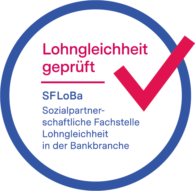 Siegel für Lohngleichheit der Fachstelle Lohngleichheit in der Bankbranche
